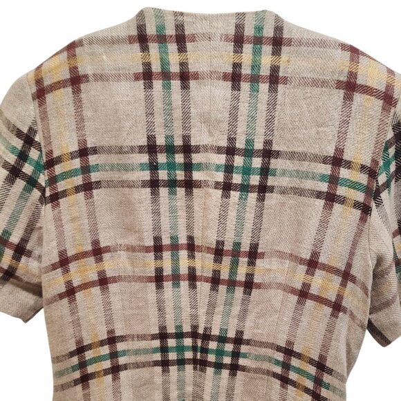 Vintage Mixage Linen Blazer Plaid Double Breasted Women's Size 38 Lightweight - Picture 3 of 13